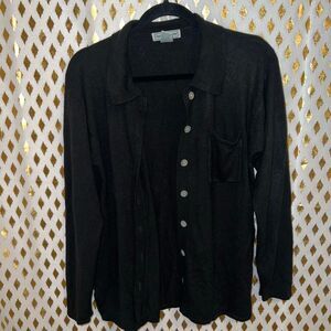 Stephanie Andrews collered Black soft cardigan sweater size M
